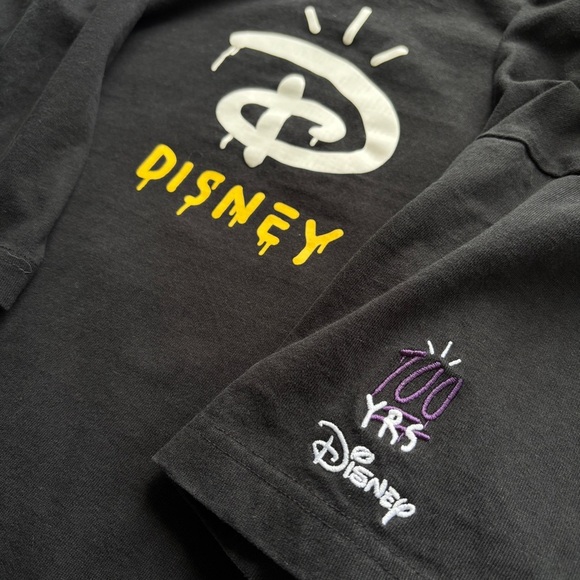 Disney 100 X H&M Tee Size Large Embroidered Colab Trevor Andrew Drip Puff Paint - Picture 9 of 11